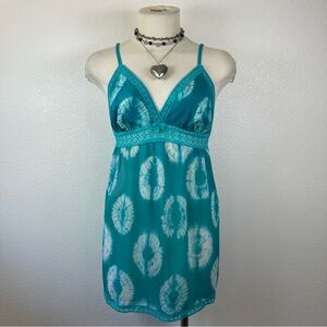 Teal Tie-Dye Sleeveless Dress